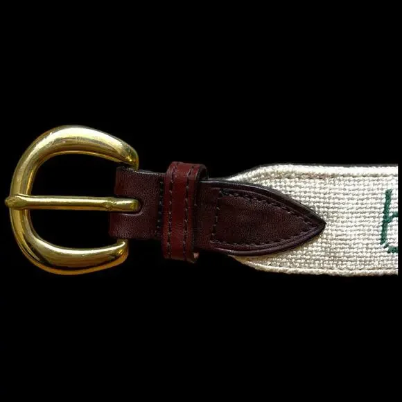 L. Insko Winchester Kentucky Custom Brown Women's Leather Needlepoint Belt - Picture 4 of 10